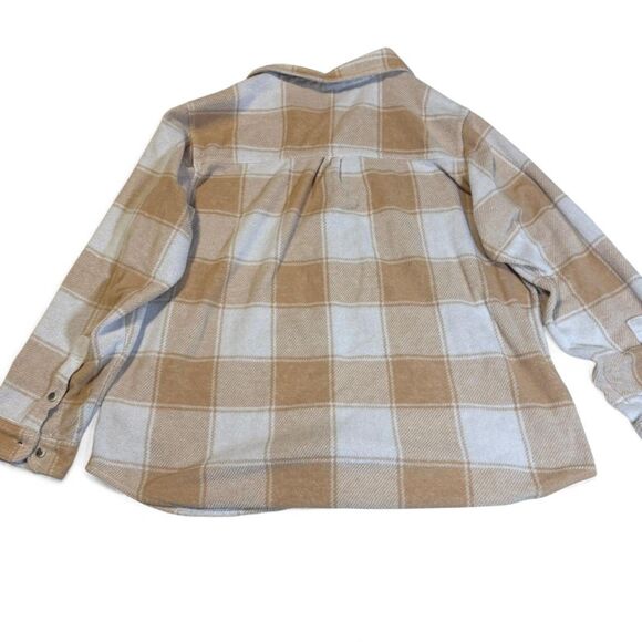 Time and Tru White Tan Plaid Flannel Shirt Women’s XL 16–18 - Picture 2 of 4
